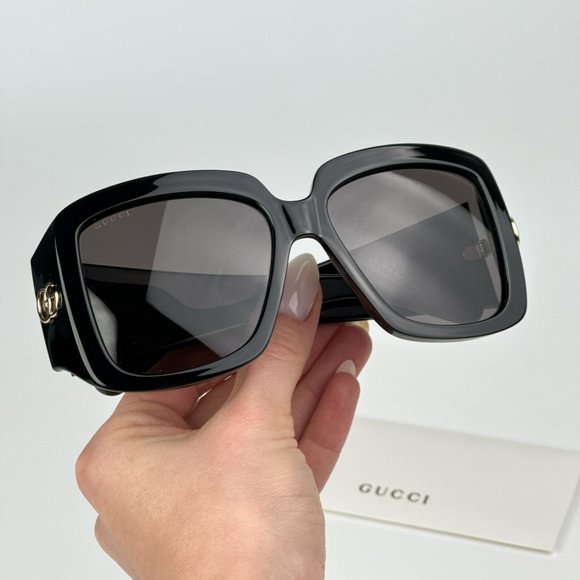 Gucci GG1402S 001 BRAND NEW Sunglasses Black Grey Women Square GG 1402S - Picture 7 of 13